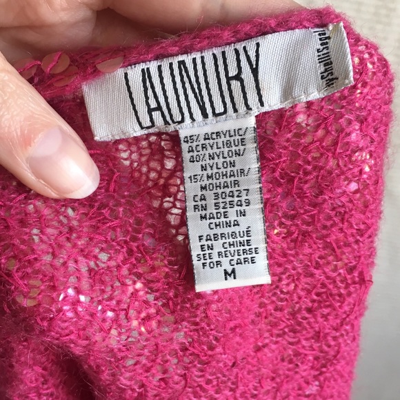 VTG 90s S/M Sequin Sweater Cardigan Jacket Pink - Picture 6 of 8